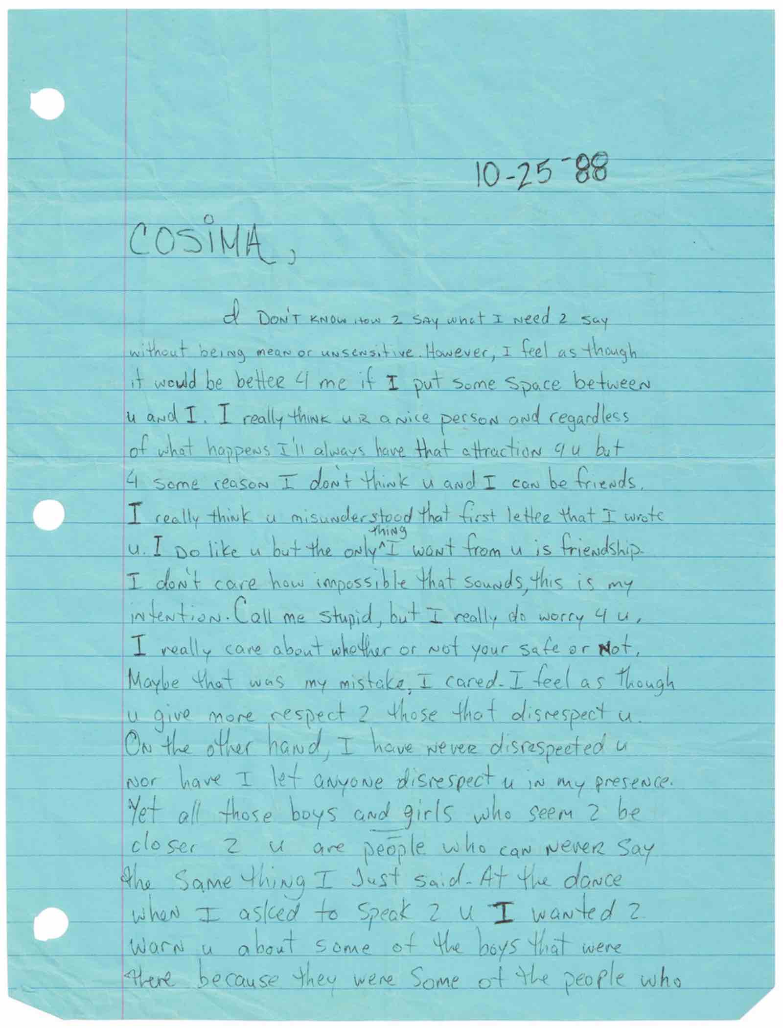 Tupac Shakur, autograph letter signed