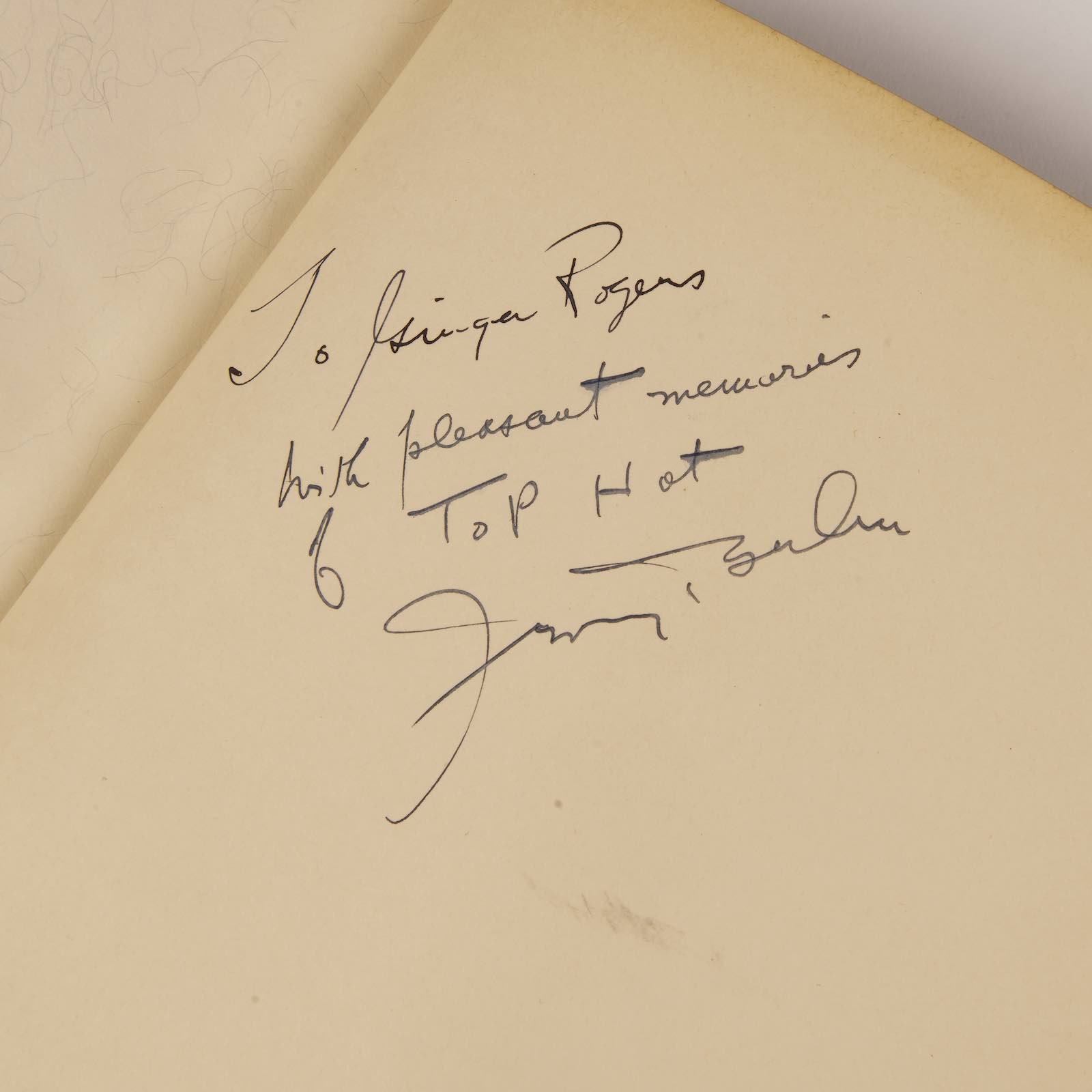 Songs from Top Hat inscribed to Ginger Rogers