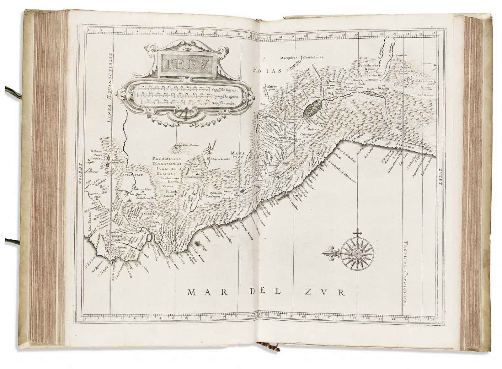 Lot 194: Johannes de Laet, Beschrijvinghe van West-Indien door Ionnes de Laet. Tweede druck, second expanded edition, 1630. Estimate $8,000 to $12,000.