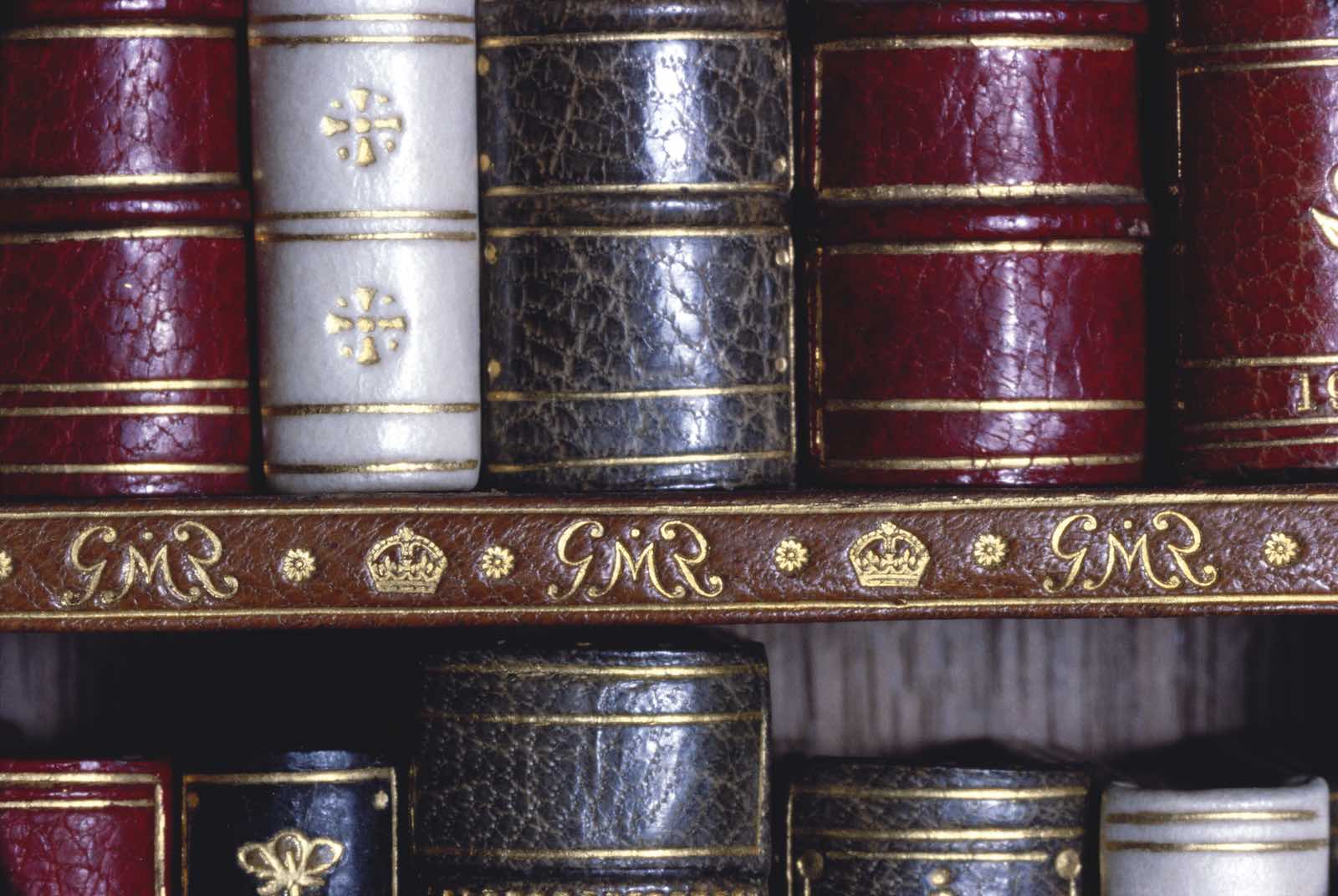 A detail from the library's bookshelves