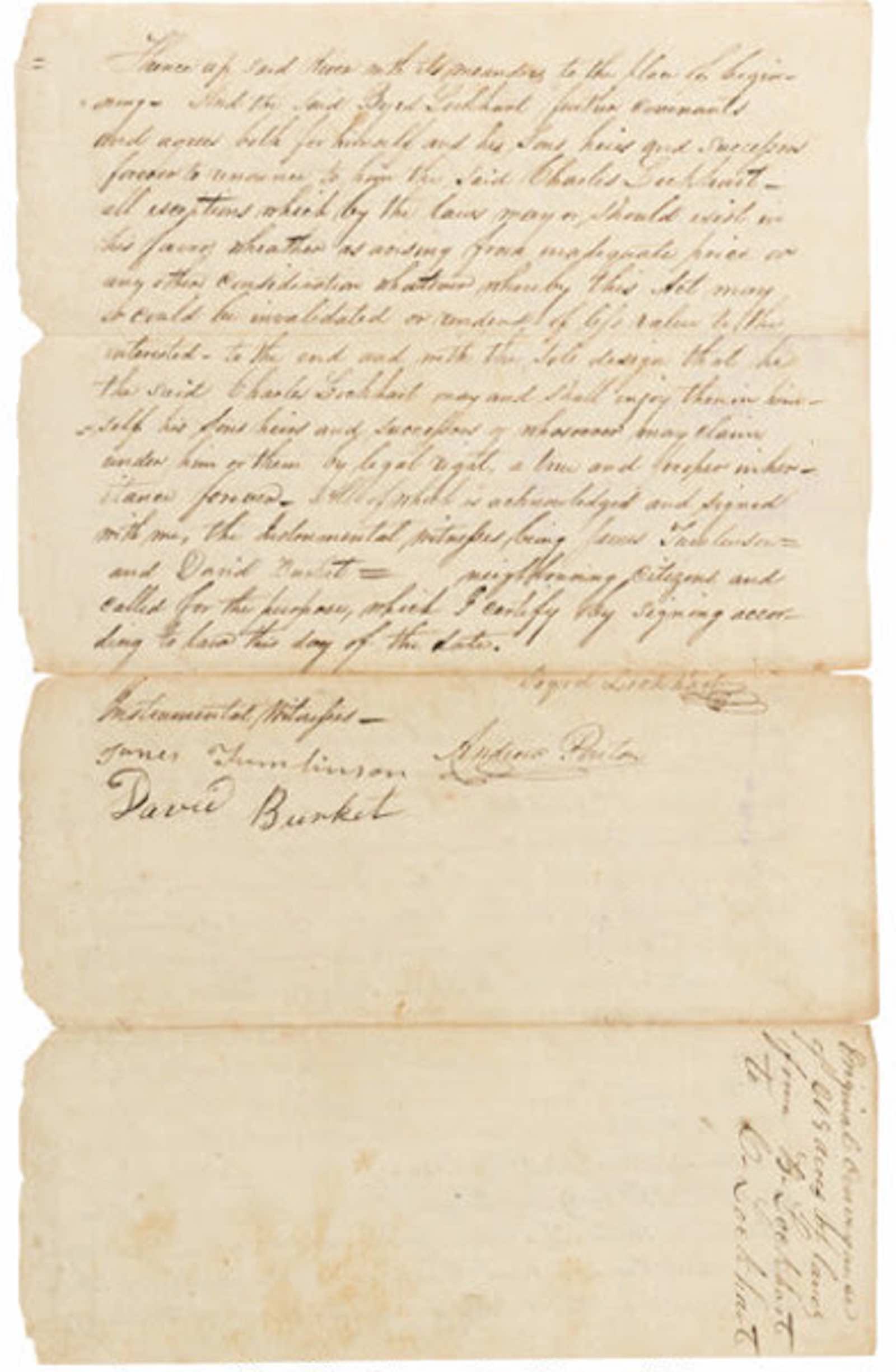 Surviving Alamo defender Byrd Lockhart document signed