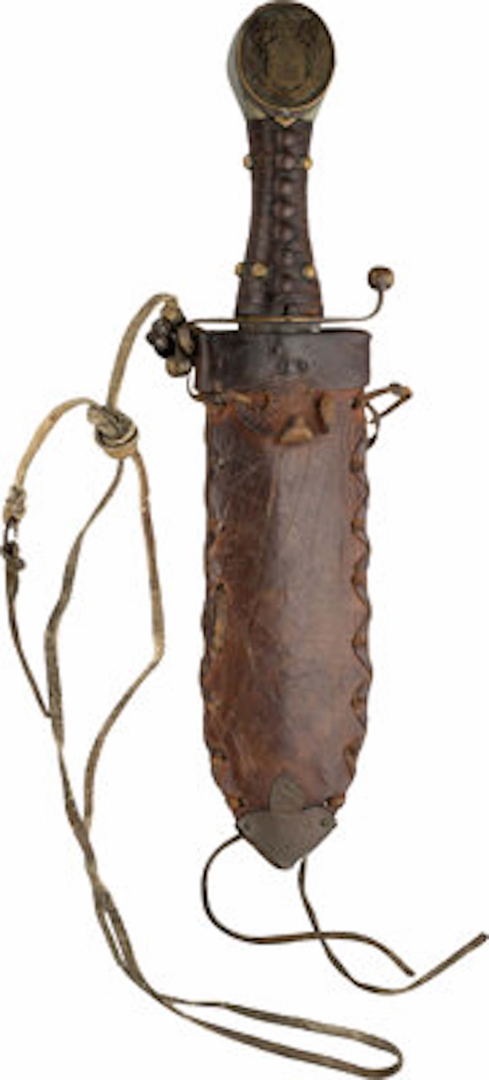 Burroughs' Persevere dual edged knife with leather scabbard