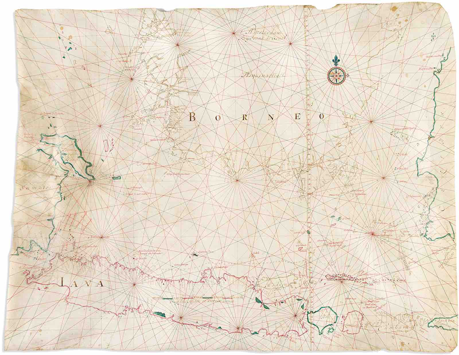 Isaak de Graaf, Manuscript chart of Java, the Java Sea, Bali, and parts of Borneo, Sumatra, and Sulawesi
