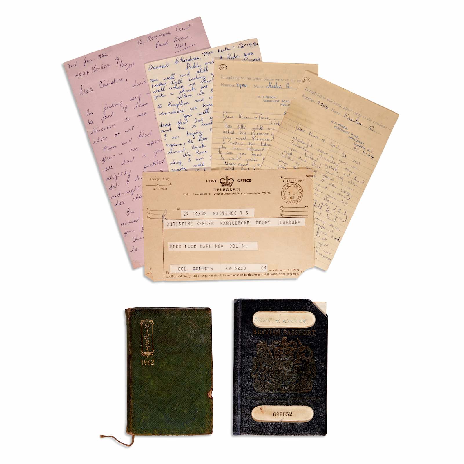 Christine Keeler's passport and letters