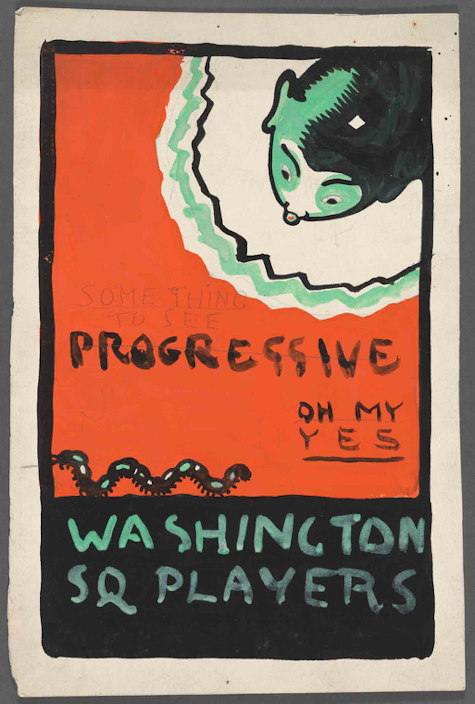 Unknown artist Poster advertising the Washington Square Players 1915–18 Graphite, gouache and ink on paper