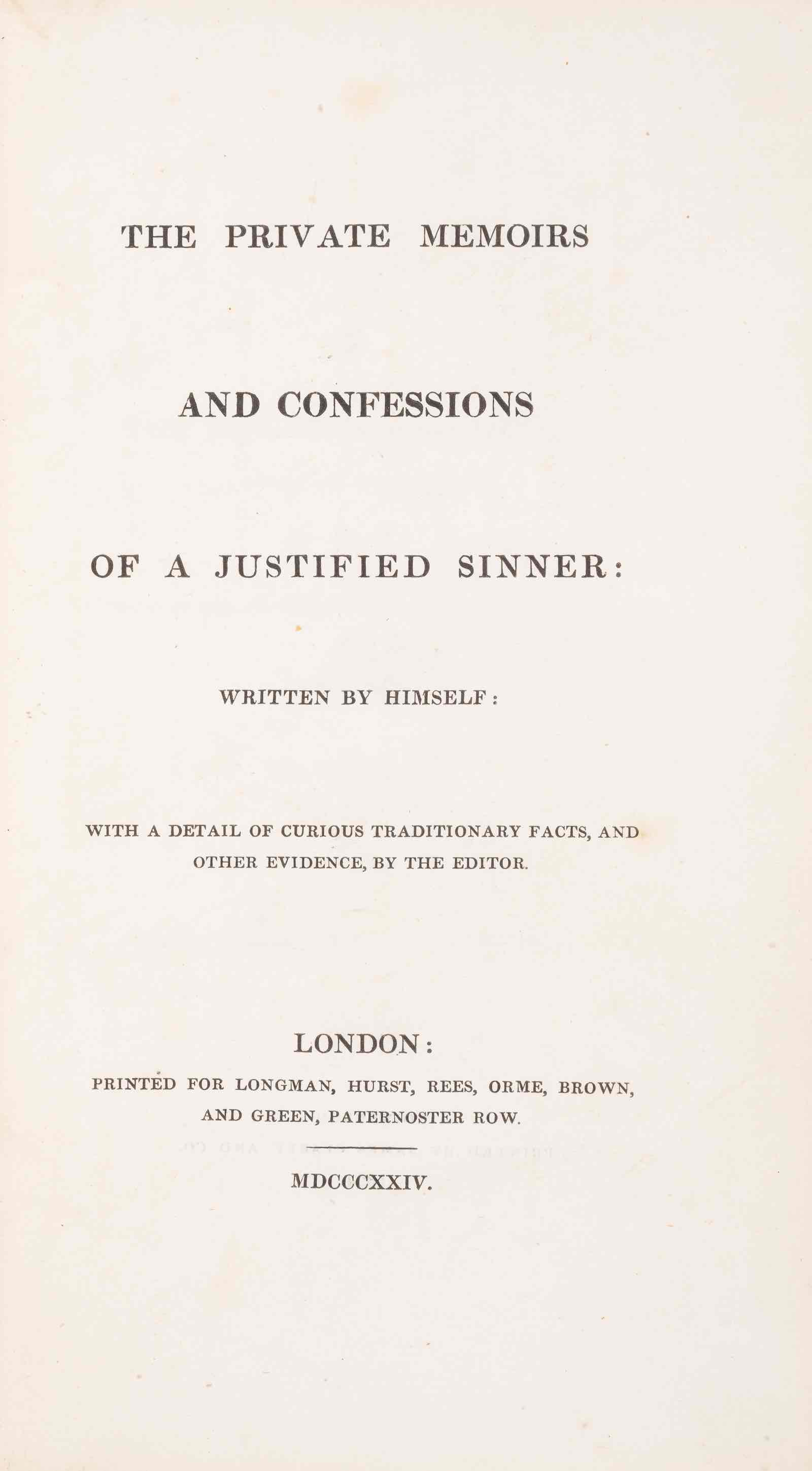 James Hogg's The Private Memoirs and Confessions of a Justified Sinner