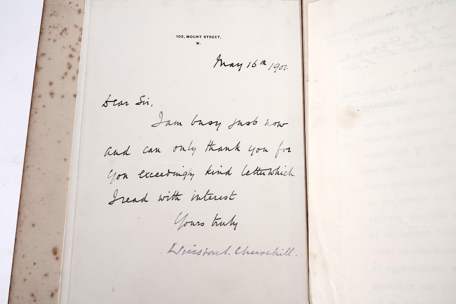A Winston Churchill letter in the book