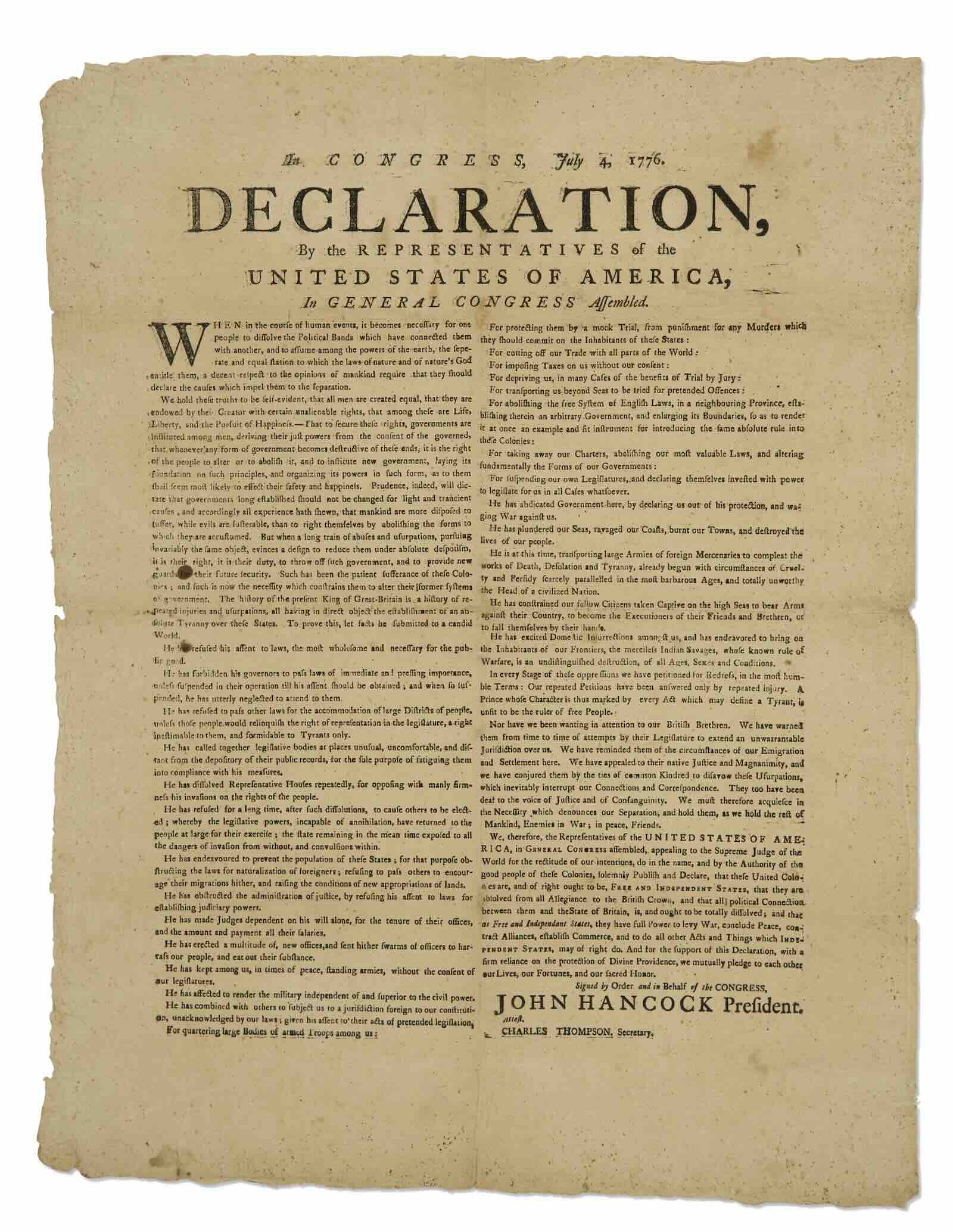 The contemporary broadside Declaration
