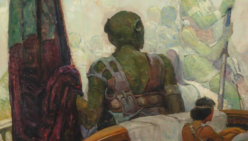 Frank Earle Schoonover’s Where is the Key, Sola?, painted for the first book edition of A Princess of Mars in 1917