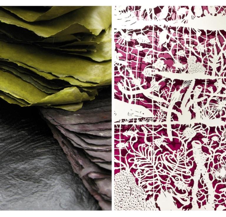 Mark Hark handmade paper and Sonja Peterson cut paper
