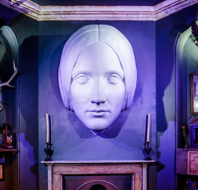 Mary Shelley mask at the House of Frankenstein 