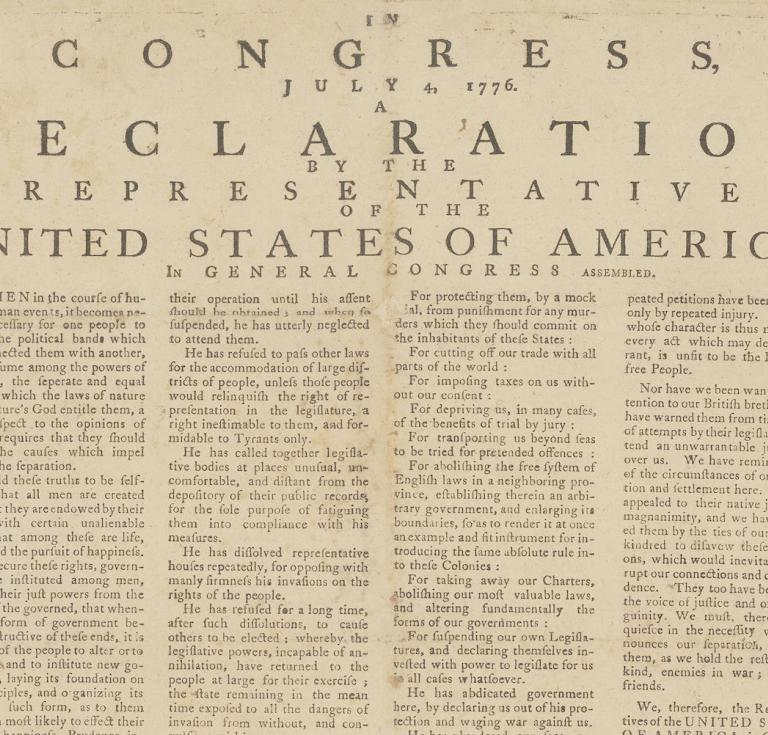 A rare, contemporary broadside edition of the Declaration of Independence