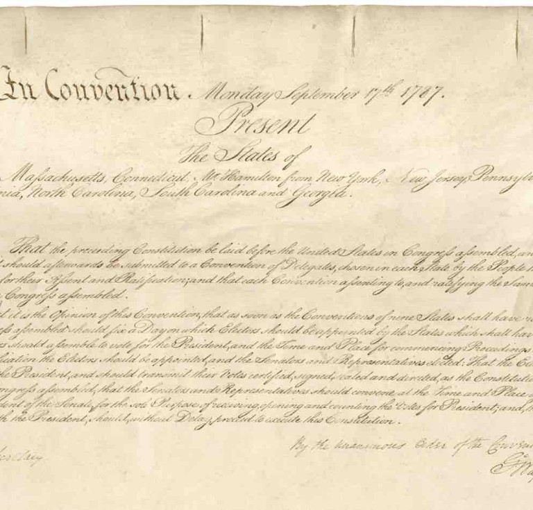 The rarely displayed fifth page of the Constitution