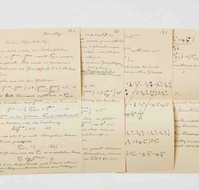 Albert Einstein autograph letter signed to Herman Müntz, with equations, probably 1928-29
