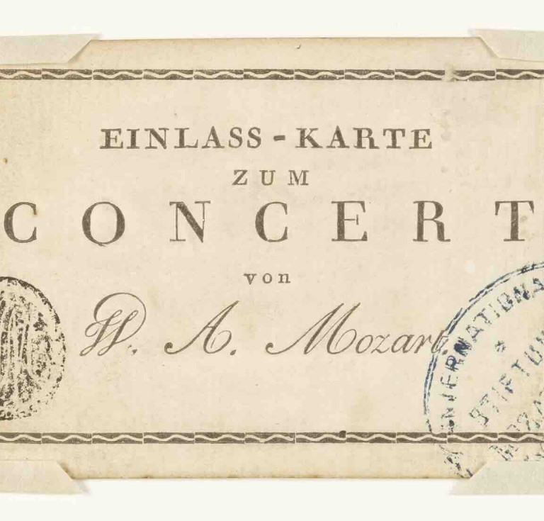 Admission ticket to a concert by Wolfgang Amadeus Mozart, Vienna, after 1782 